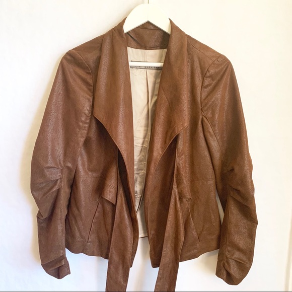 ZARA Faux Suede Brown Stylish Jacket - Picture 2 of 8
